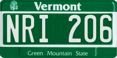 VT license plate NRI206