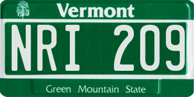 VT license plate NRI209