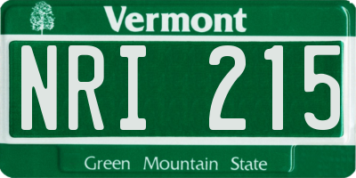 VT license plate NRI215