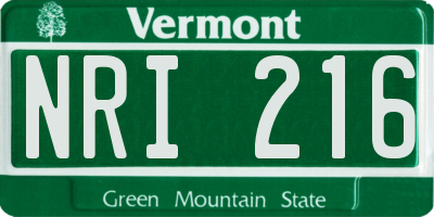VT license plate NRI216
