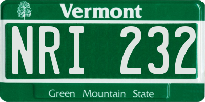 VT license plate NRI232