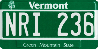 VT license plate NRI236
