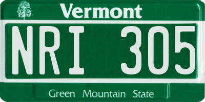 VT license plate NRI305
