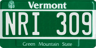 VT license plate NRI309