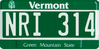 VT license plate NRI314
