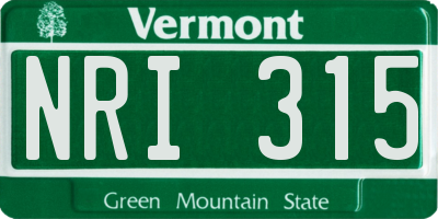 VT license plate NRI315