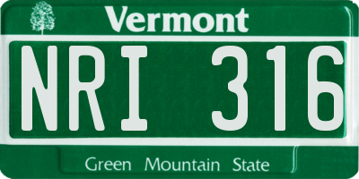 VT license plate NRI316