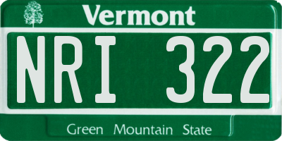 VT license plate NRI322