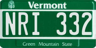 VT license plate NRI332