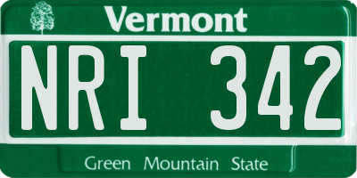 VT license plate NRI342