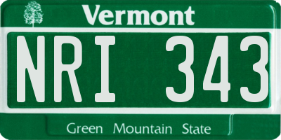 VT license plate NRI343