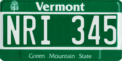 VT license plate NRI345