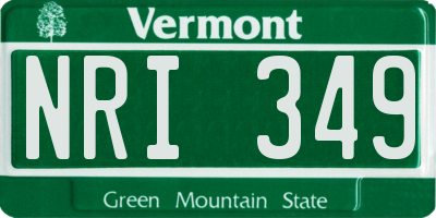 VT license plate NRI349