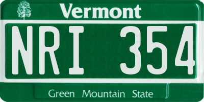 VT license plate NRI354