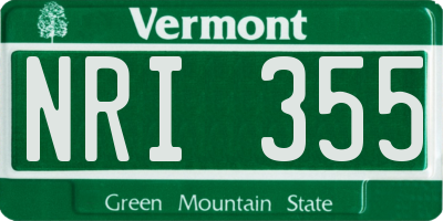 VT license plate NRI355