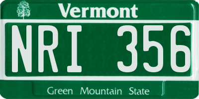 VT license plate NRI356