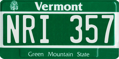 VT license plate NRI357