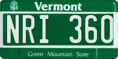 VT license plate NRI360