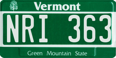 VT license plate NRI363