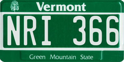 VT license plate NRI366