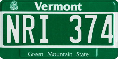 VT license plate NRI374