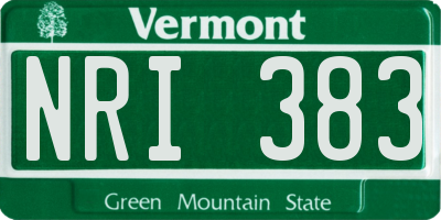 VT license plate NRI383