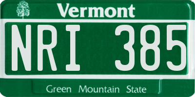 VT license plate NRI385