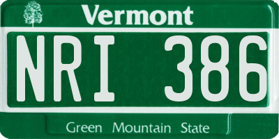 VT license plate NRI386