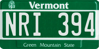 VT license plate NRI394