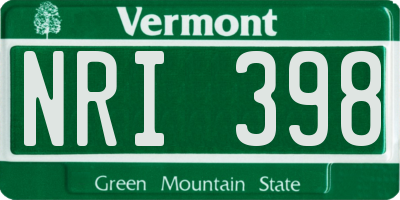 VT license plate NRI398