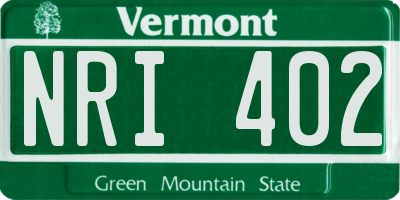 VT license plate NRI402