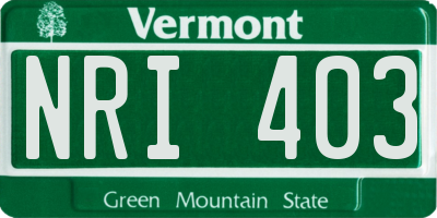 VT license plate NRI403