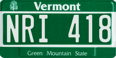 VT license plate NRI418