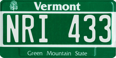 VT license plate NRI433