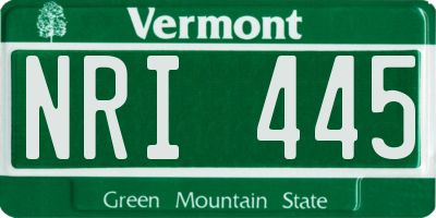 VT license plate NRI445