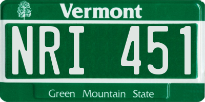 VT license plate NRI451