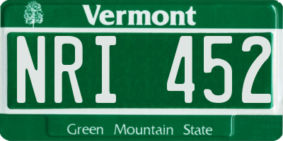 VT license plate NRI452