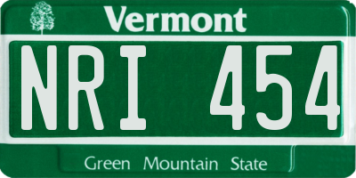 VT license plate NRI454