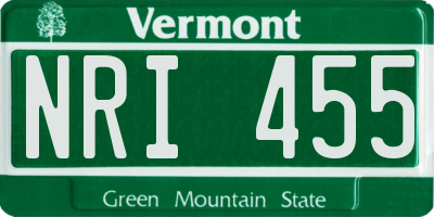 VT license plate NRI455