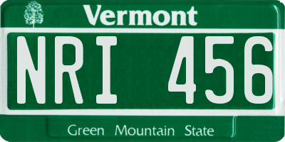 VT license plate NRI456