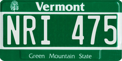 VT license plate NRI475