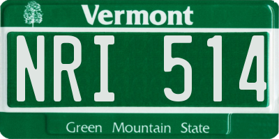 VT license plate NRI514