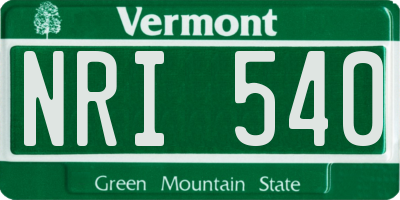 VT license plate NRI540