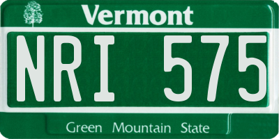 VT license plate NRI575