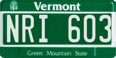 VT license plate NRI603