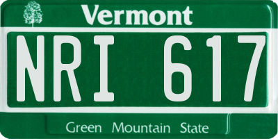 VT license plate NRI617