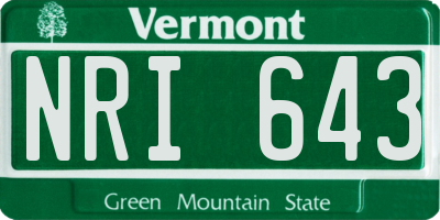 VT license plate NRI643