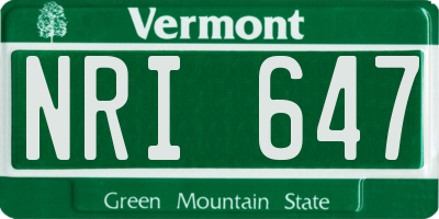 VT license plate NRI647