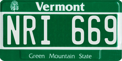 VT license plate NRI669