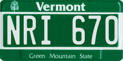 VT license plate NRI670
